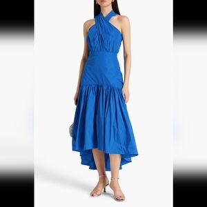 Veronica Beard Radley Asymmetric tiered taffeta midi dress cobalt blue Xs 0